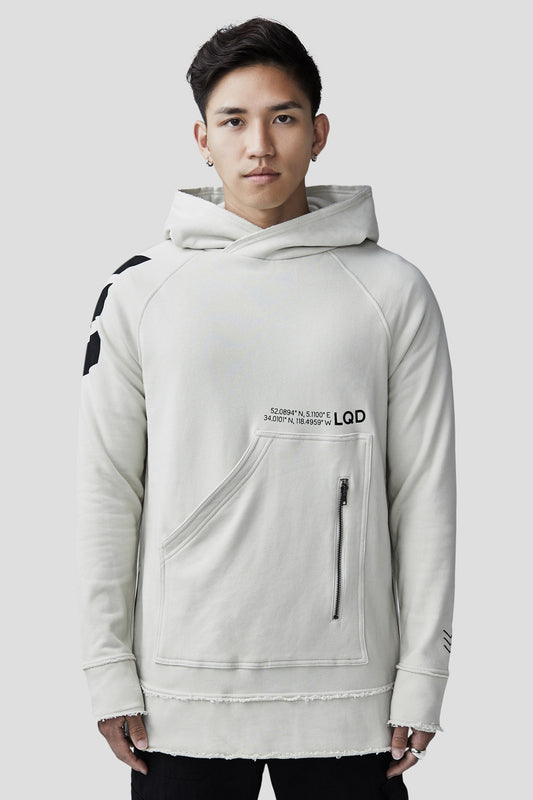 LQD V3 SQUARE POCKET HOODIE - BONE