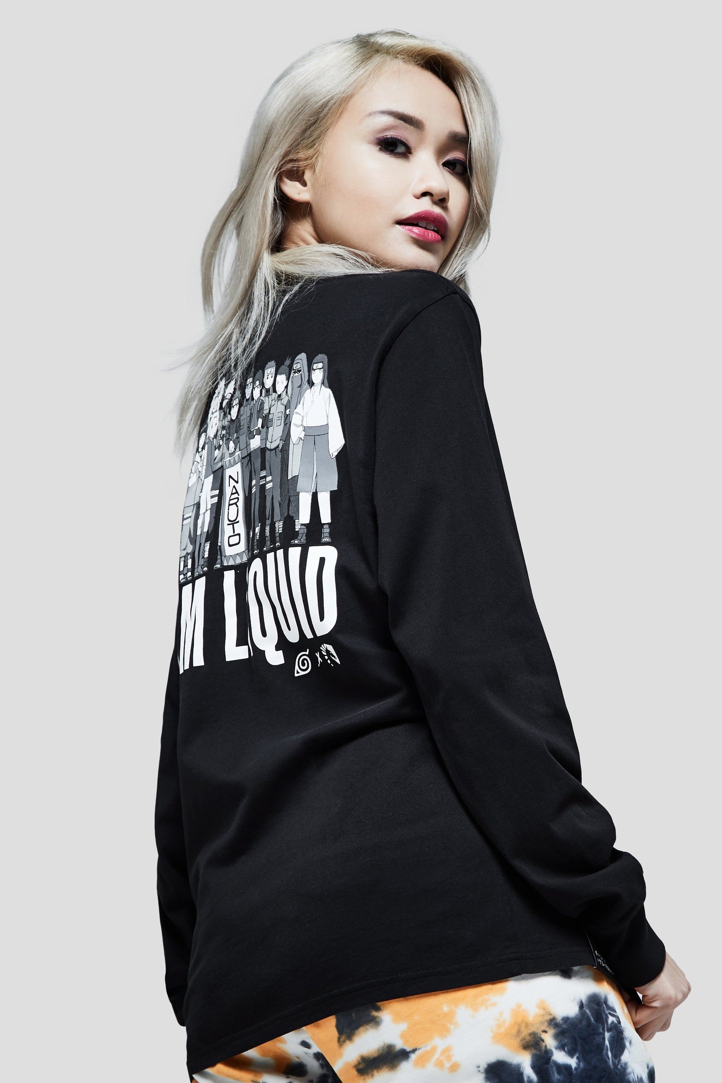 LIQUID x NARUTO LEAF VILLAGE LONG SLEEVE TEE - BLACK