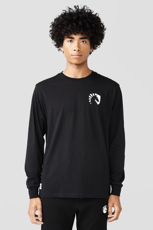 LIQUID HEART CREST LONG SLEEVE TEE - BLACK