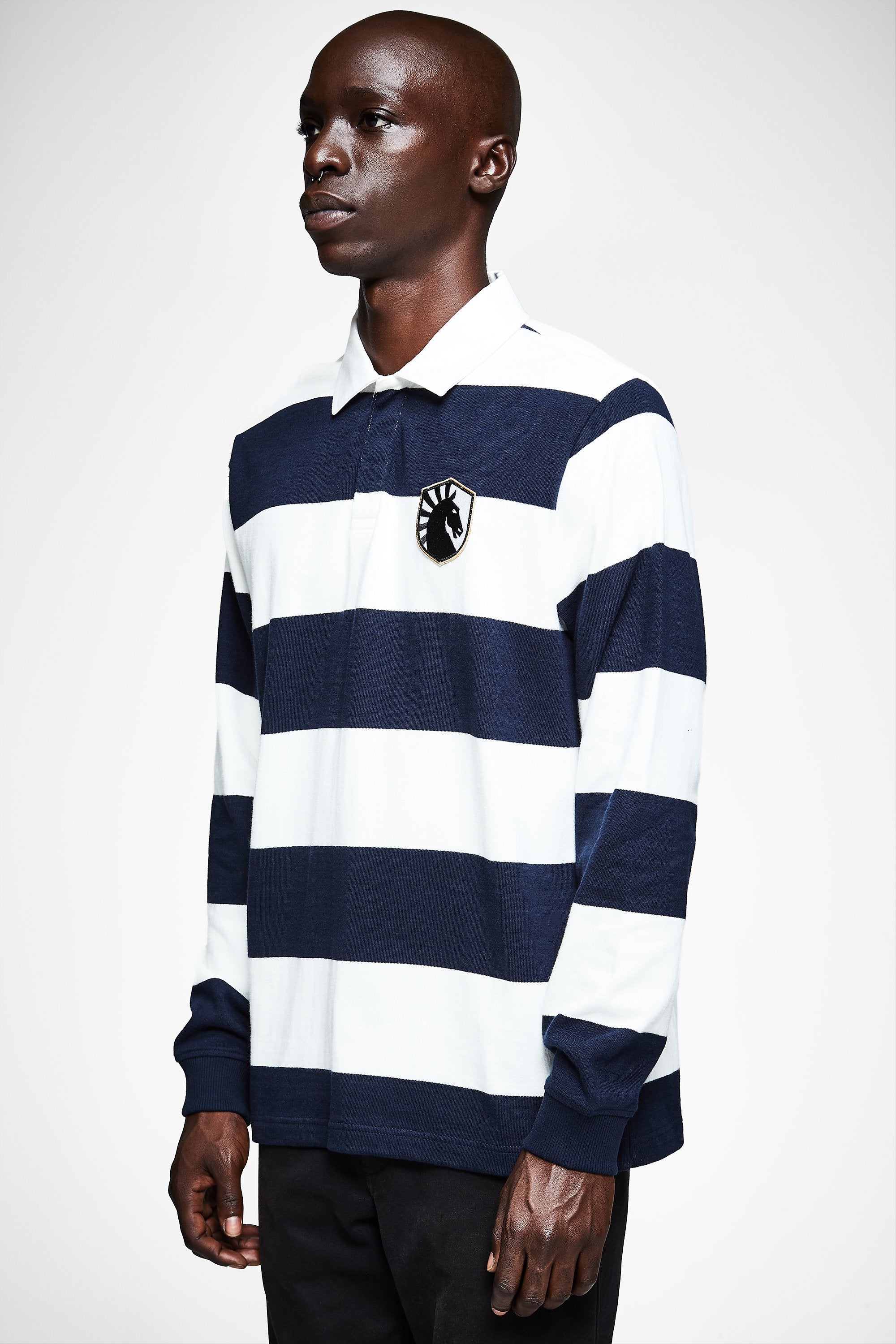 Striped long outlet sleeve rugby shirt